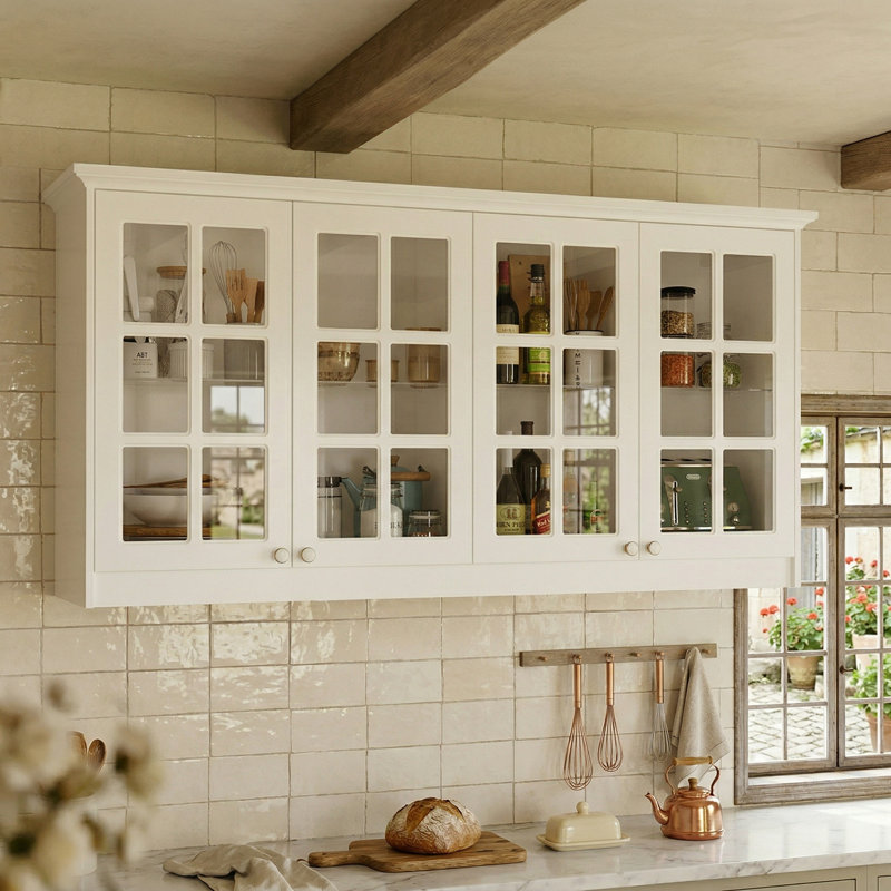 Armoire de cuisine murale à 4 portes en verre l 63,4 po Mori