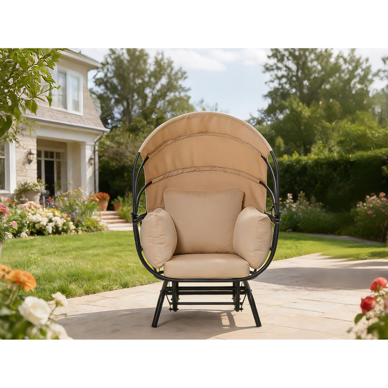 Fauteuil à œufs Modern Luxury - structure en acier thermolaqué avec coussin en polyester et auvent rétractable