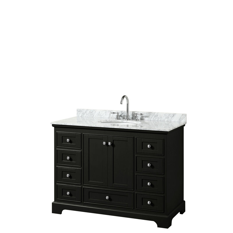 Deborah 48'' Single Bathroom Vanity with Marble Top, Dark Espresso, Polished Chrome