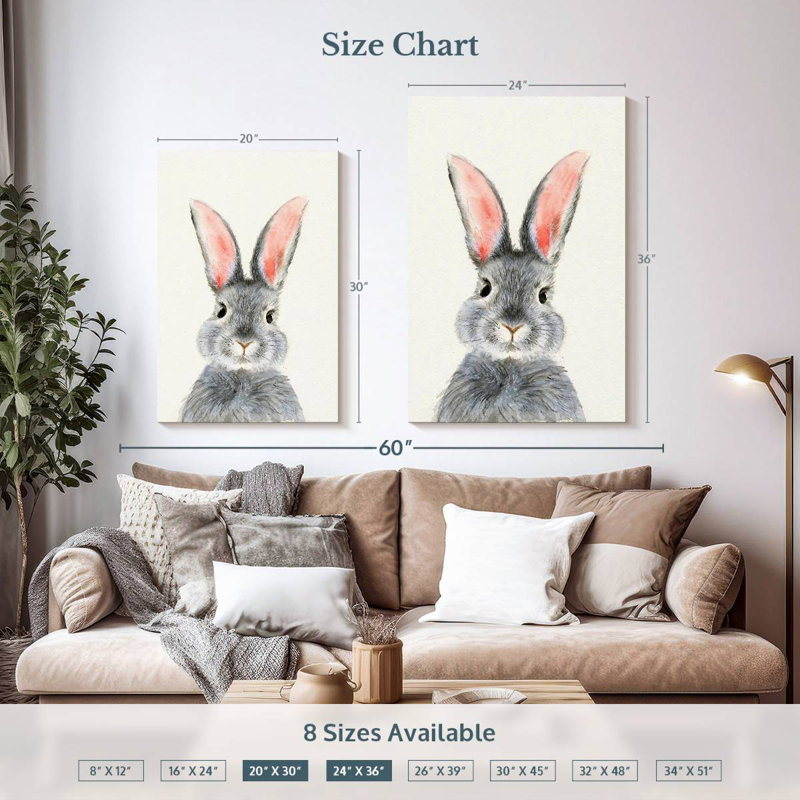 Brampt Fluffy Gray Bunny, 36" H x 24" W