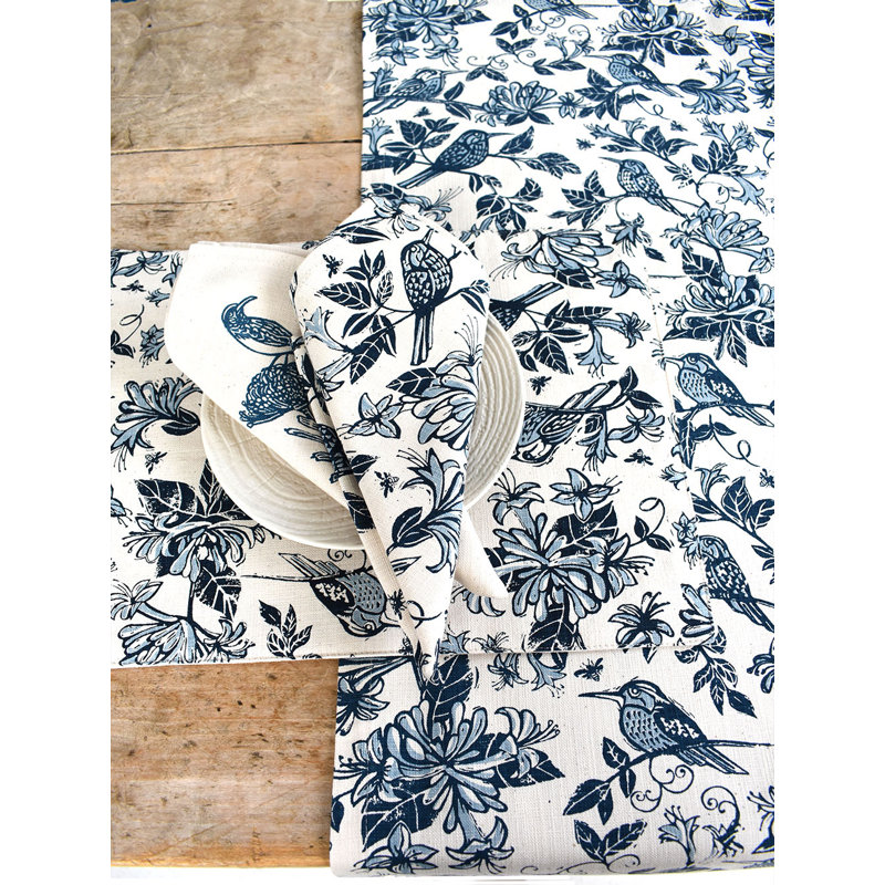 French Home Honeysuckle Table Runner - Indigo, Indigo