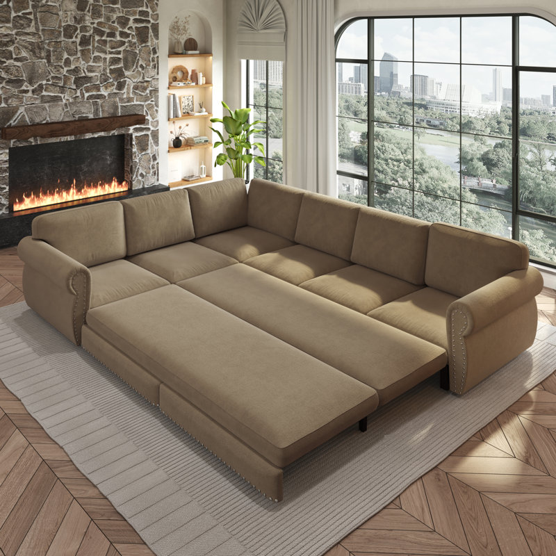 Canapé modulaire multifonctionnel en chenille, grand canapé convertible avec lit, design moderne pour la maison