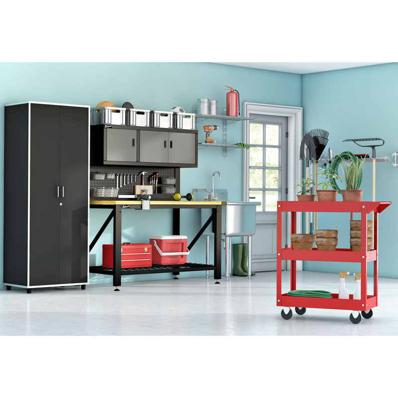 Large Gray Powder-Coated Steel Yard Tool Rack