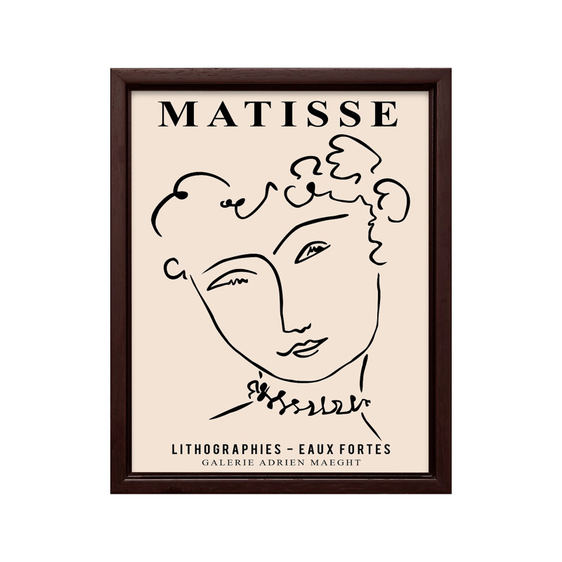 Henri Matisse - Visage de femme, H 24 po x l 32 po, Canevas, Encadrement brun