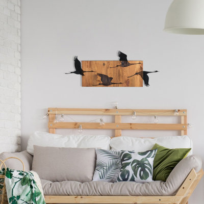 Elegant Decorative Wooden Wall Accessory, Black & Walnut, 35.6 x 13.6 inches | 100% Metal Frame (Thickness: 0.05 inches) & 100% Wooden Base (Thickness: 1.2 inches) | Perfect for Home Decor, Stylish and Durable Design