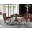 L'ensemble de mobilier de salle à manger 3 pièces comprend une table ronde avec piédestal et 2 chaises rembourrées en similicuir brun, acajou-1738976239-1738976232-1738976235