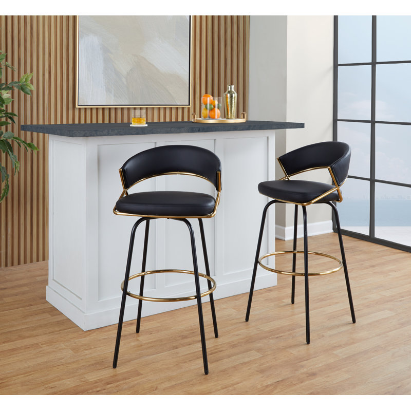 Tabourets de bar en métal à hauteur fixe 30 po avec repose-pieds rond Loehr, Blanc, Bar Stool (29.5" Seat Height)