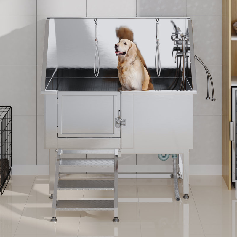 Baignoire de toilettage pour chien réglable en acier inoxydable l 50 po