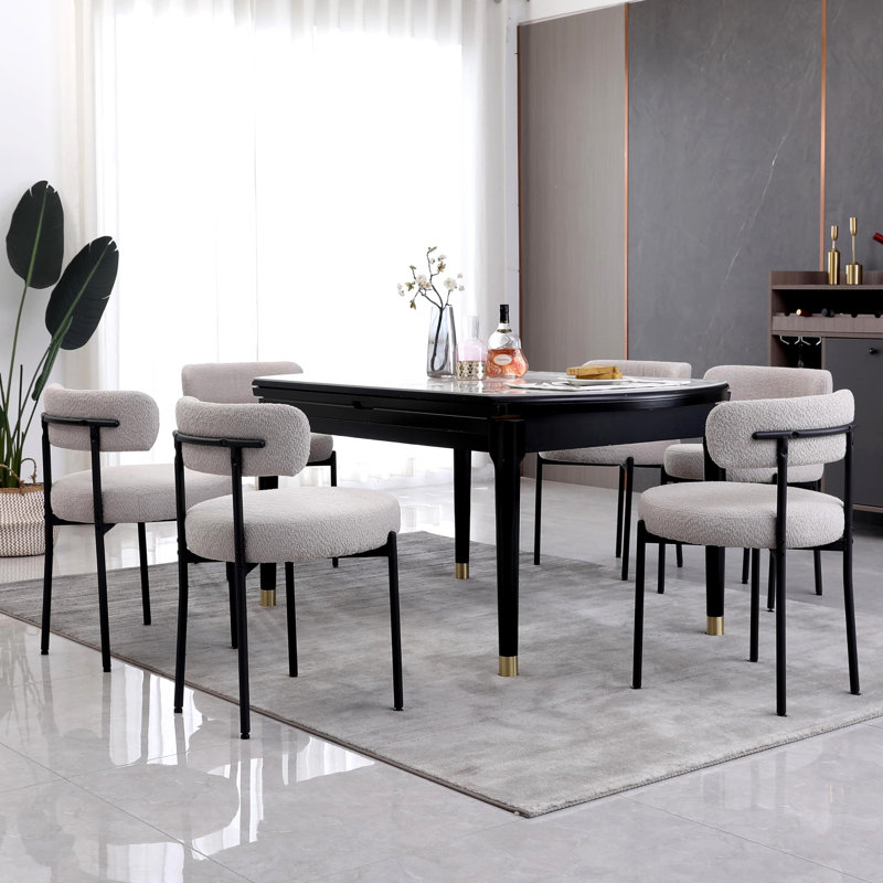 Aulene Upholstered Modern Dining Chair, Grey, Set Of 2