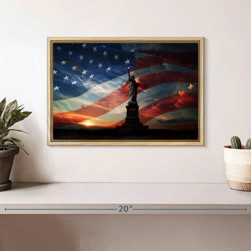 American Independence, Floating Frame Natural Wood, 13" X 9"