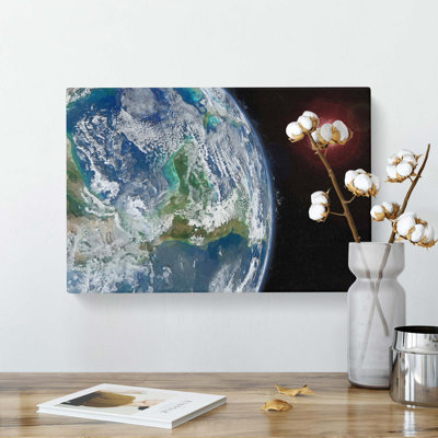 Earths View Of The Sun & Moon In Abstract - Wrapped Canvas Print
