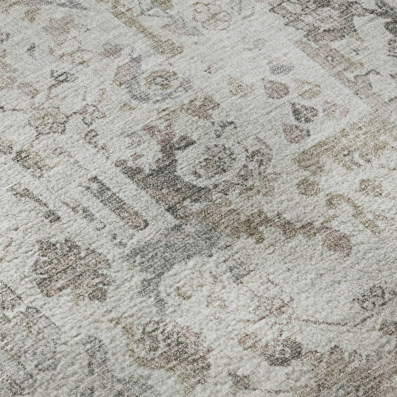Premium Machine Washable Mayfield AMF2099 Global Rug, Taupe, 8' Round