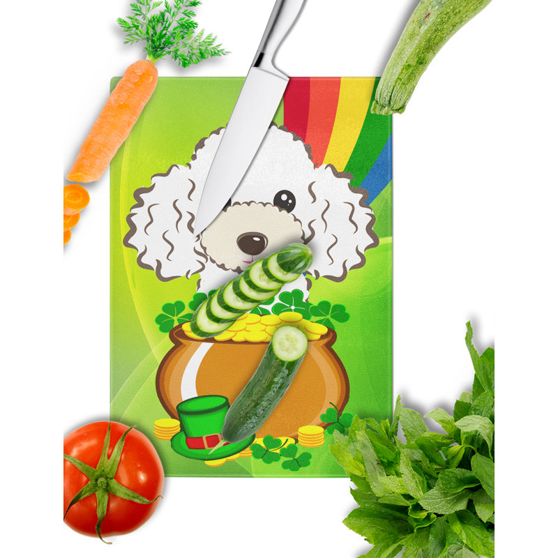 Planche à découper en verre trempé st. patrick de the caroline, Caniche blanc