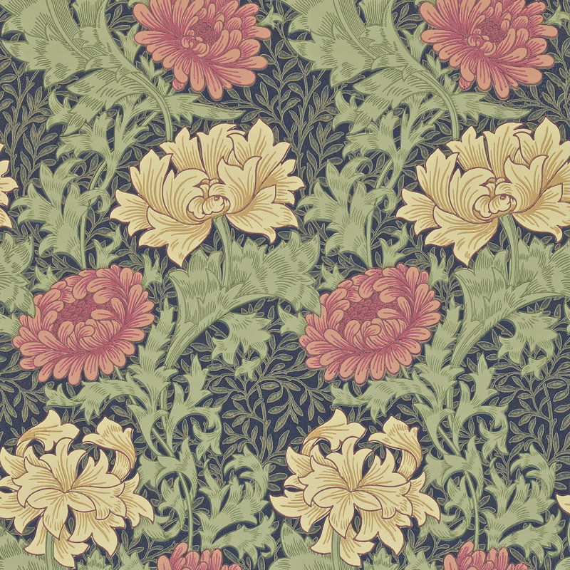 Chrysanthemum 10.05m x 52cm Matte Wallpaper Roll, Dark Green