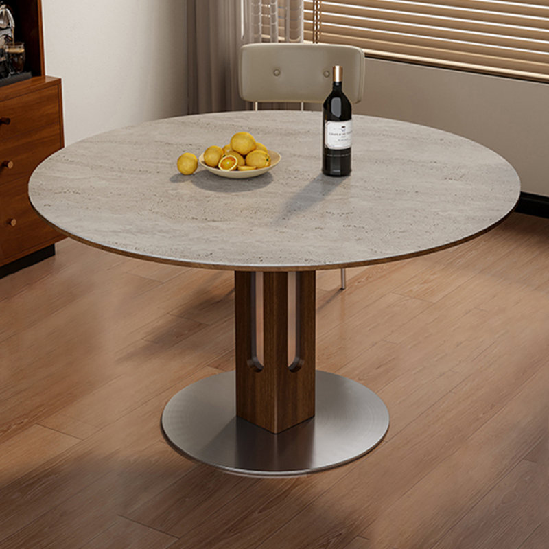 Round Sintered Stone Dining table, 29.53"H x 43.31"L x 43.31"W