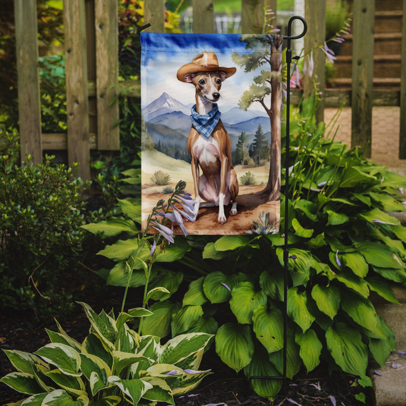 Drapeau Cowboy Welcome Garden, Lévrier italien brun / blanc