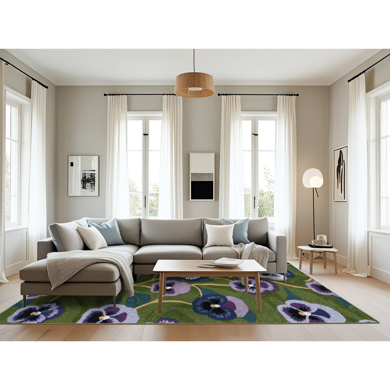 Tapis vert botanique lavable à la machine, Rectangulaire 8 pi x 12 pi