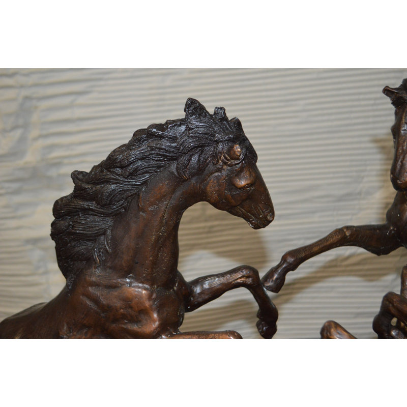 Three Horses on a Tray Fountain Bronze Statue -  Size: 30"L x 30"W x 51"H