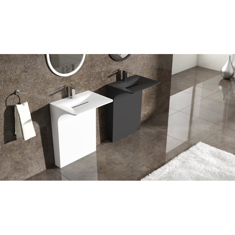 Lavabo de salle de bain rectangulaire sur pied 33,5 po Wetstone