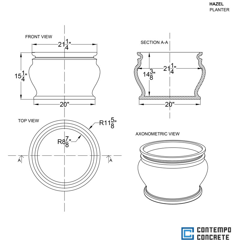 Hazel Planter, Smooth Gray