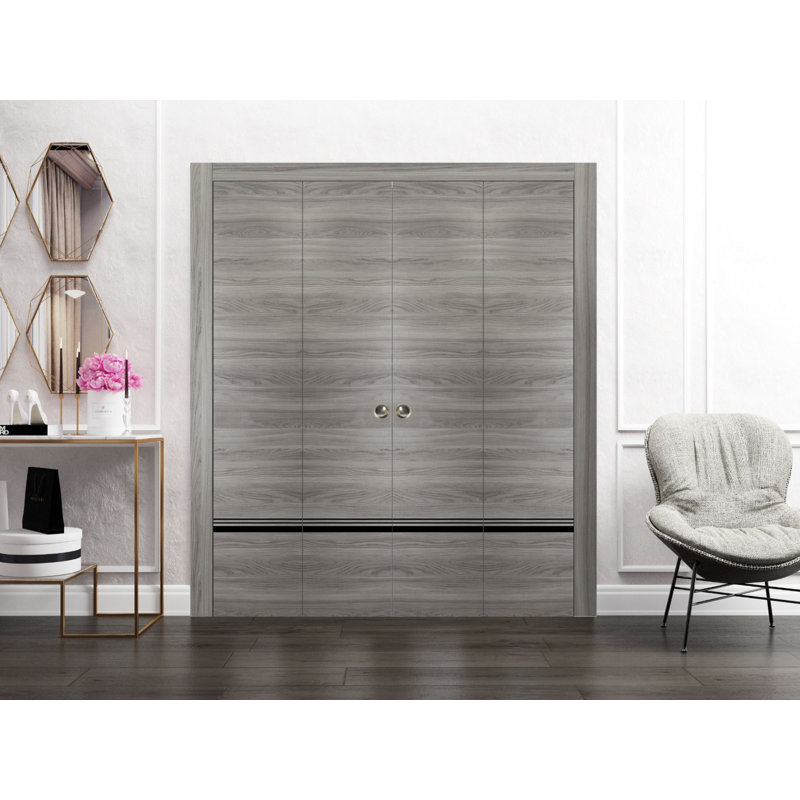 Porte de grange en bois massif massif, Frêne gingembre, 96 po x 84 po