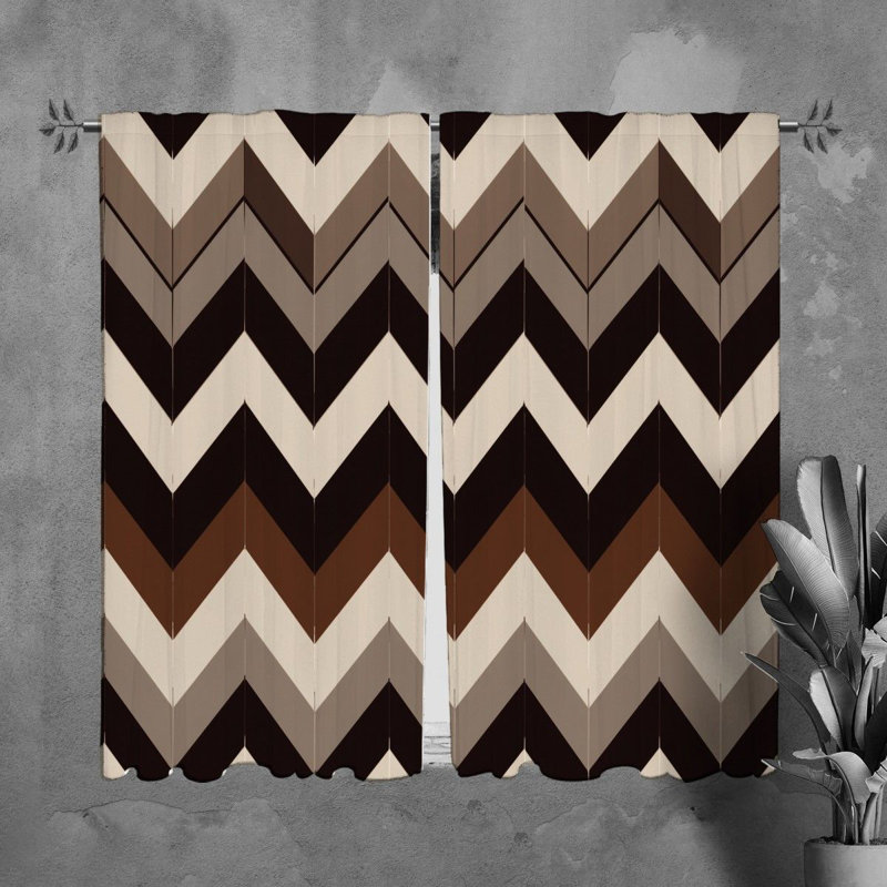 Rideau à chevrons brun moderne / argent, L 40 po x L 61 po