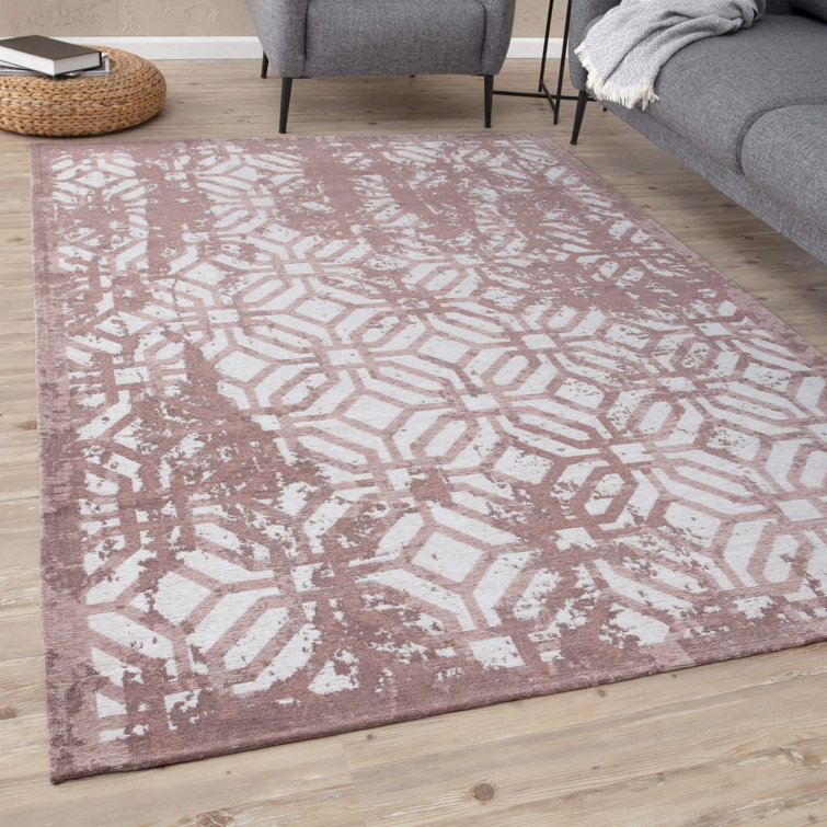 Carina Washable Rugs Geometric Design in Pink