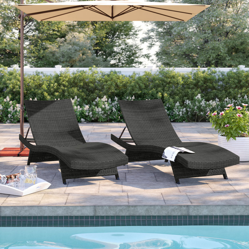 Ensemble de chaises longues inclinables 79,25 po Billur, Gris