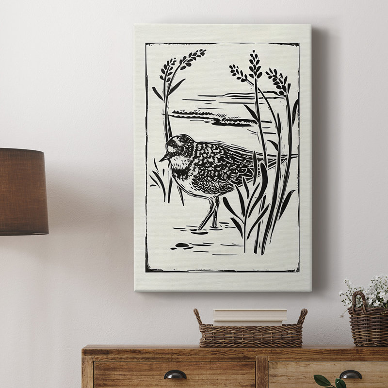 Linocut style Seabird IV - galerie sur mesure, H 48 po x l 32 po