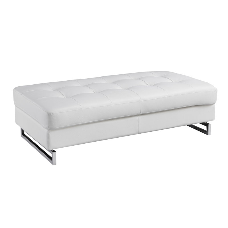 Cuir blanc surdimensionné avec pieds et bois massifs, rembourré de mousse, profondeur de 63 po, largeur de 32 po, hauteur de 19 po, poids de 68 lb, motif blanc, 32 po, 19 lb
