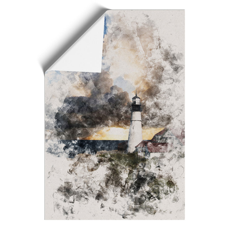 View of a Lighthouse Vol.4 Watercolour - Unframed Graphic Art, 59cm H x 42cm W x 0.1cm D