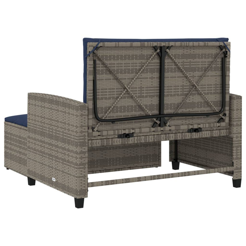 Canapé de patio avec coussins 2 places Ebern Designs, Gris, Gris foncé, Rattan