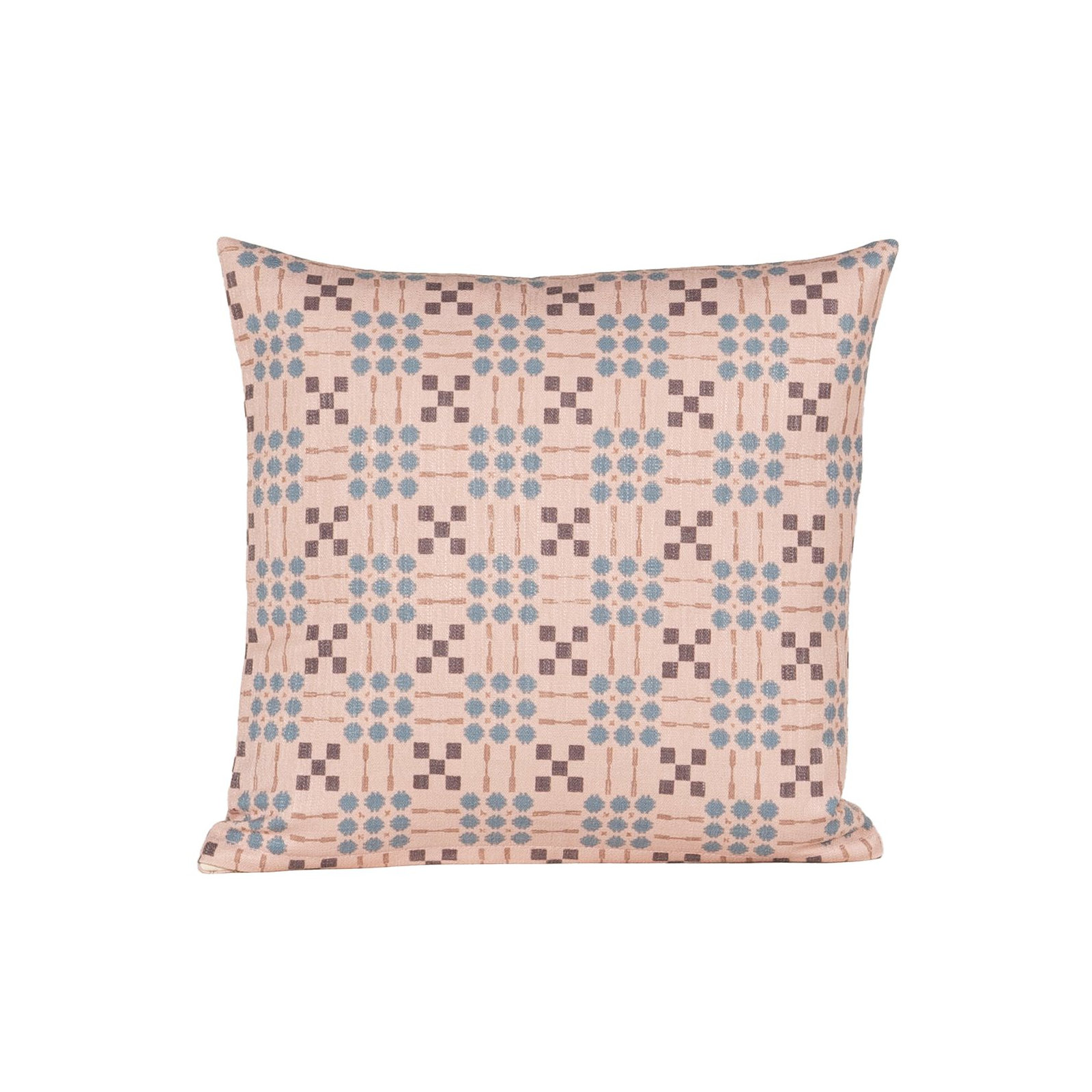 Gridwork Geometric Accent Pillow, Feather, Pink, Square 26"
