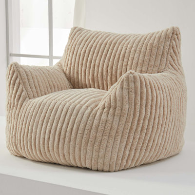 Plush Corduroy Bean Bag Chair with Memory Foam, Living Room Bedroom Lazy Floor Sofa