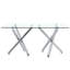 Ensemble de table de salle à manger moderne Daarina, grande table rectangulaire en verre avec base en X argentée et chaises en porte-à-faux en similicuir-835404052-851816017