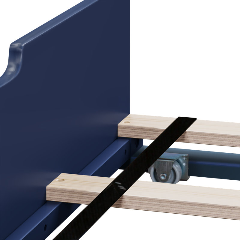 Lit gigogne simple en bois massif Borel, Bleu
