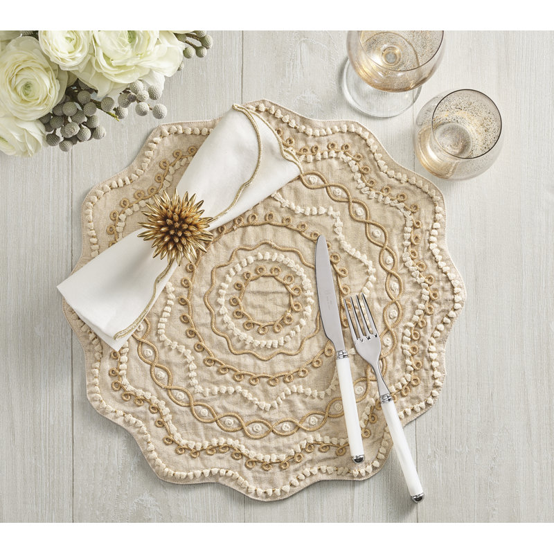 Luminance Napkin, White/Gold