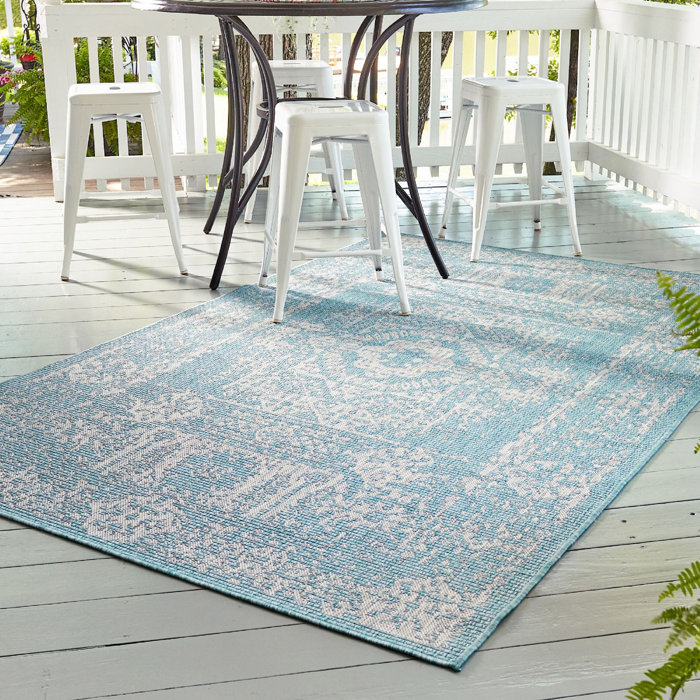 Charlton Home® Loughlin Blue/Gray Indoor/Outdoor Area Rug & Reviews ...