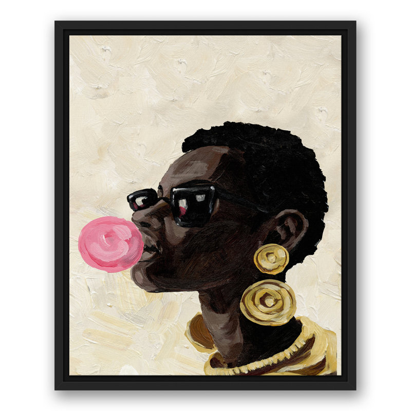 " Blowing A Bubble ", Black Floater Framed, 21.75" H x 17.75" W x 1.75" D