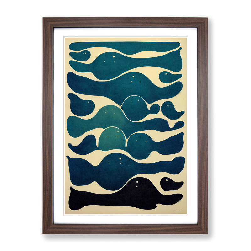 Retro Abstract Art No.7 - Framed Print, 46cm H x 34cm W x 2cm D, Walnut Framed