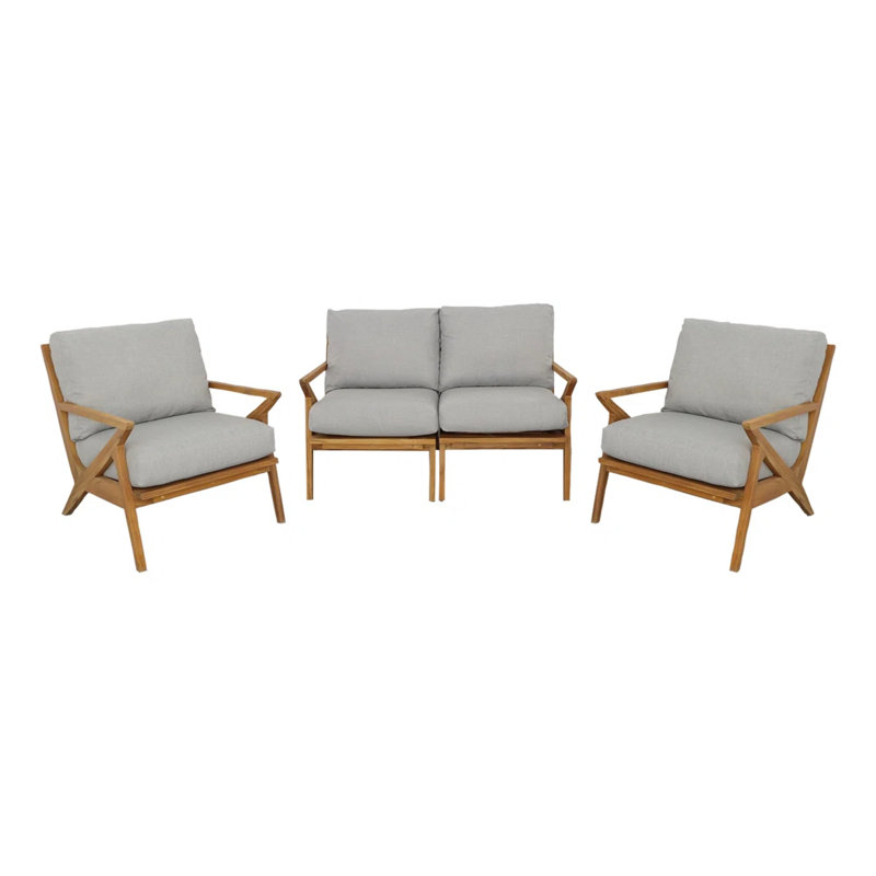 Hatteras Outdoor 3 - Piece Teak Conversation Set, Pewter