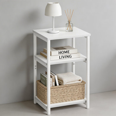 A Tall, Compact Corner Table With Multi-Functional Storage; Adaptable To Various Settings, Meeting The Placement Needs Of Living Rooms, Bedrooms, Offices, And Bathrooms.