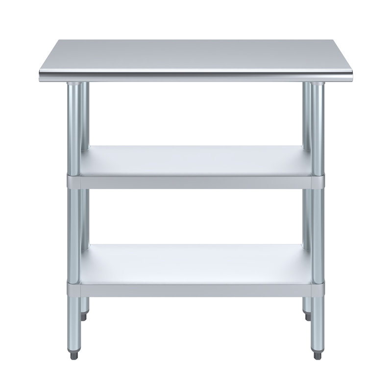 Table de travail en acier inoxydable avec 2 tablettes inférieures KitchQuip Express - H 35 po x l 36 po x P 14 po