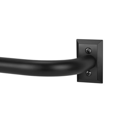 Wrap Around Blackout Curtain,1" Heavy Duty Adjust 72-144",Room Darkening Rod Curved French Return Blocks Light,Black