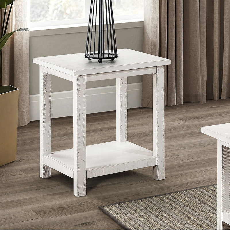Table de bout en bois avec tablette