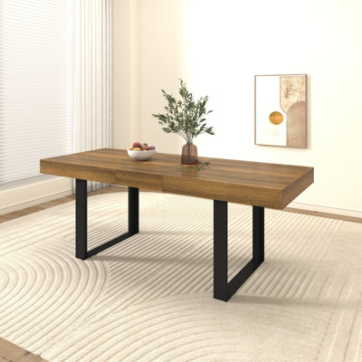 Rectangle Extendable Dining Table For 6-10 People Aged Effect Wood And 160-200 Cm