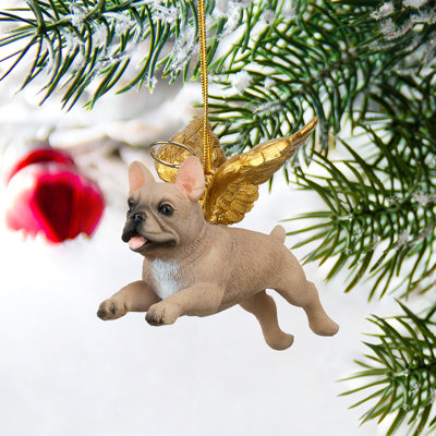 French Bull Dog Angel Holiday Ornament