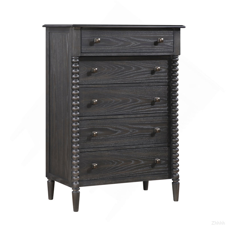 Commode de rangement à 5 tiroirs de style espresso