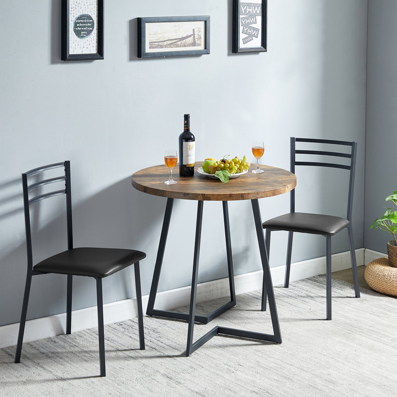 Ensemble de table de salle à manger Kilwin 3 pièces avec 2 chaises, ensemble de salle à manger encastré compact et petit bistro Kilwin