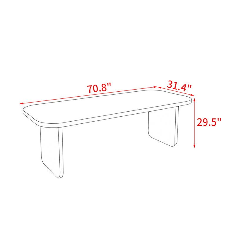Modern simple solid wood dining table, 29.5"H x 70.8"L x 31.4"W